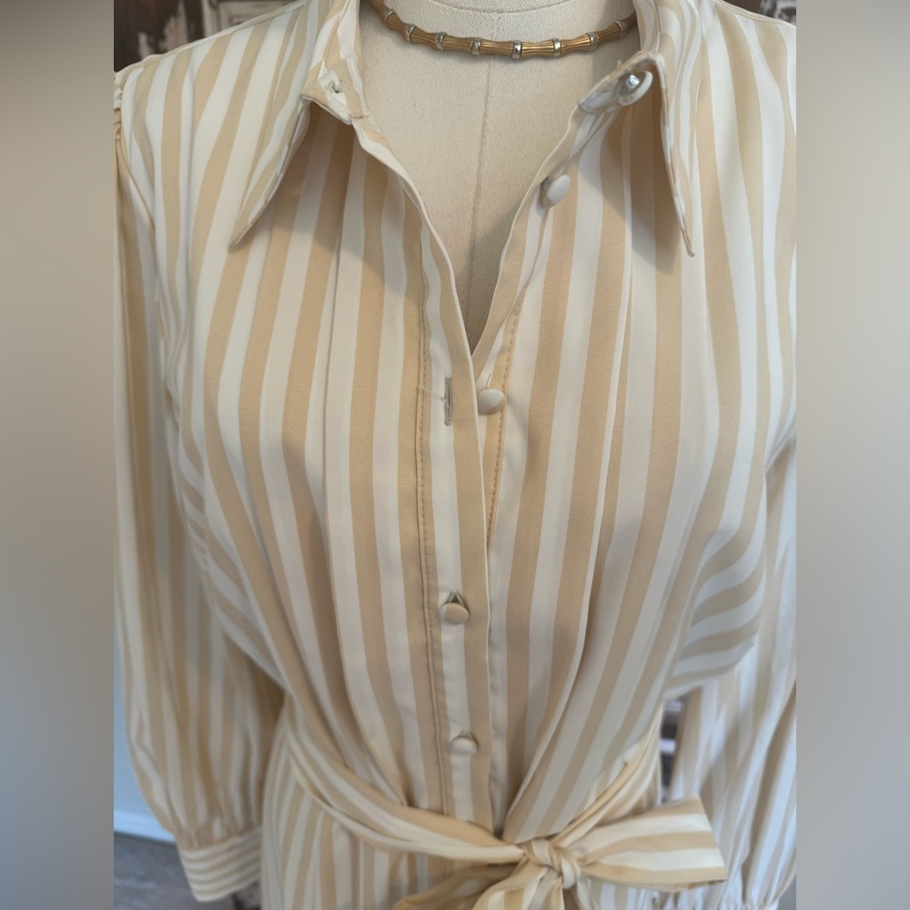 Alex Marie Jesse Cream Striped Shirt Dress - size 14 - Picture 6 of 12